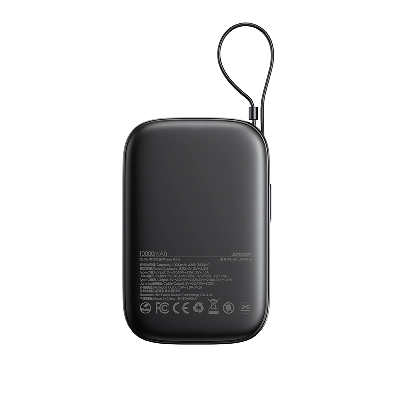 Externer Akku Joyroom JR-PBF18, 10000mAh, 22.5W, QC + PD, 1 x Lightning - 1 x USB-A - 1 x USB-C, Schwarz