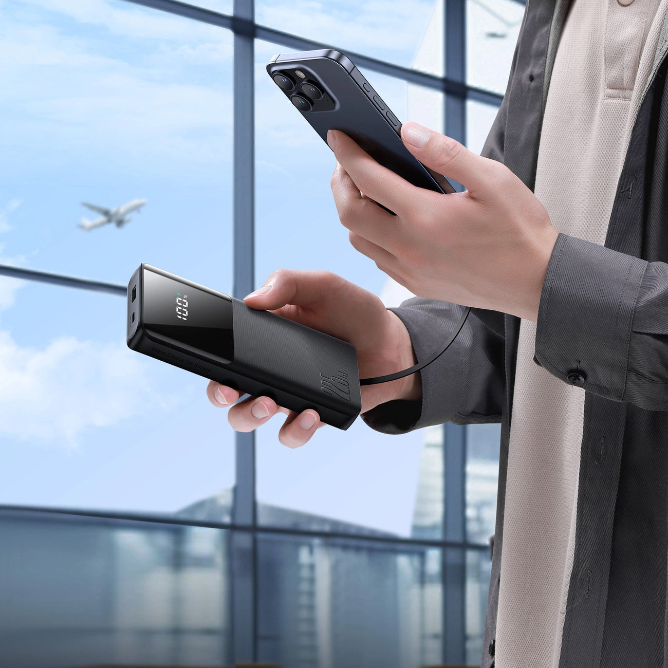 Externer Akku Joyroom JR-PBF19, 10000mAh, 22.5W, QC + PD, 1 x Lightning - 1 x USB-A - 2 x USB-C, Schwarz