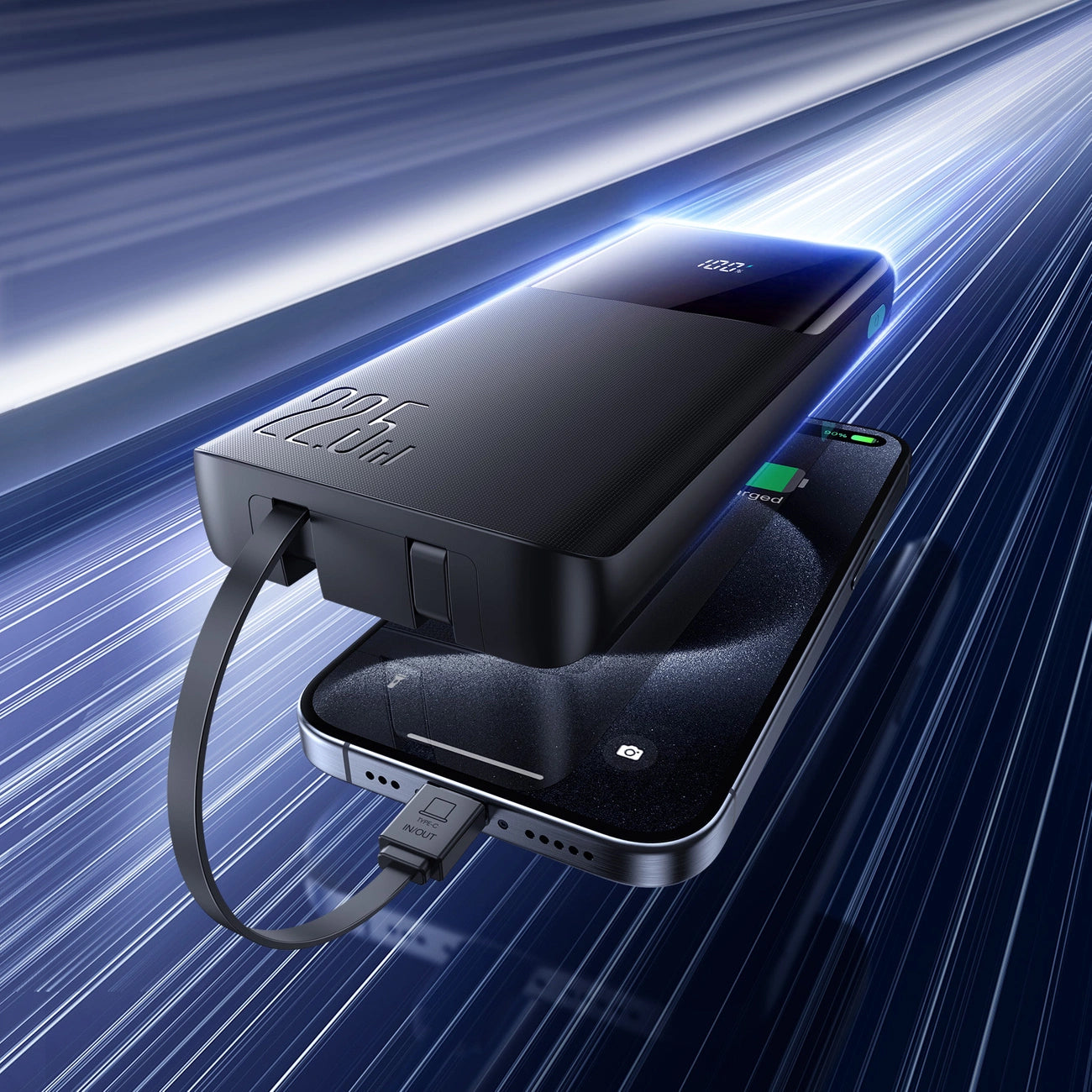 Externer Akku Joyroom JR-PBF19, 10000mAh, 22.5W, QC + PD, 1 x Lightning - 1 x USB-A - 2 x USB-C, Schwarz