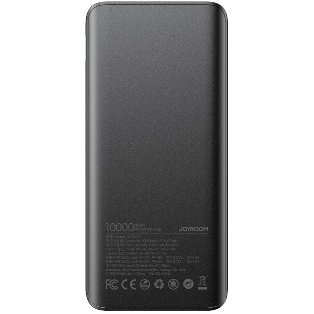 Batterie Externe Joyroom JR-PBF20, 10000mAh, 25W, QC + PD, 1 x USB-C - 2 x USB-A, Noire
