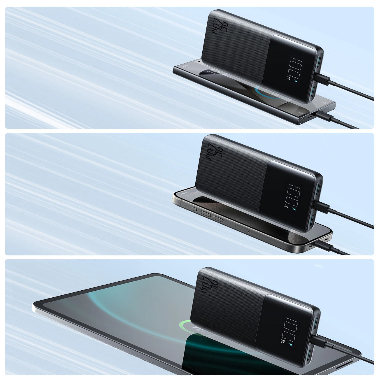 Batterie Externe Joyroom JR-PBF20, 10000mAh, 25W, QC + PD, 1 x USB-C - 2 x USB-A, Noire