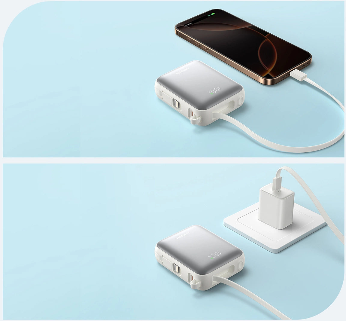 Batterie Externe Joyroom JR-PBF27, 10000mAh, 22.5W, PD, 1 x Lightning - 2 x USB-C, Blanche