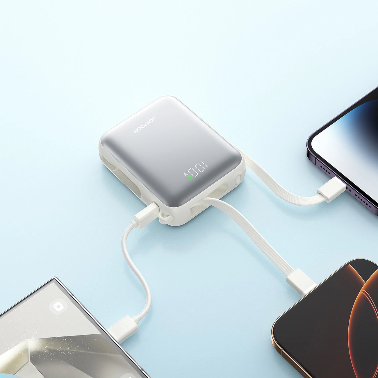 Batterie Externe Joyroom JR-PBF27, 10000mAh, 22.5W, PD, 1 x Lightning - 2 x USB-C, Blanche