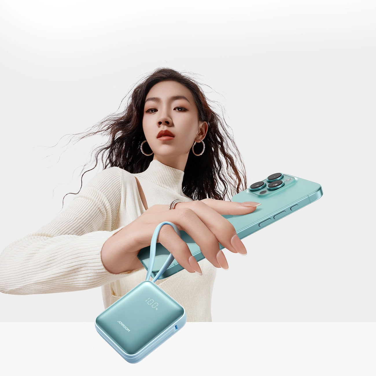 Externer Akku Joyroom JR-PBF27, 10000mAh, 22.5W, PD, 1 x Lightning - 2 x USB-C, Blau
