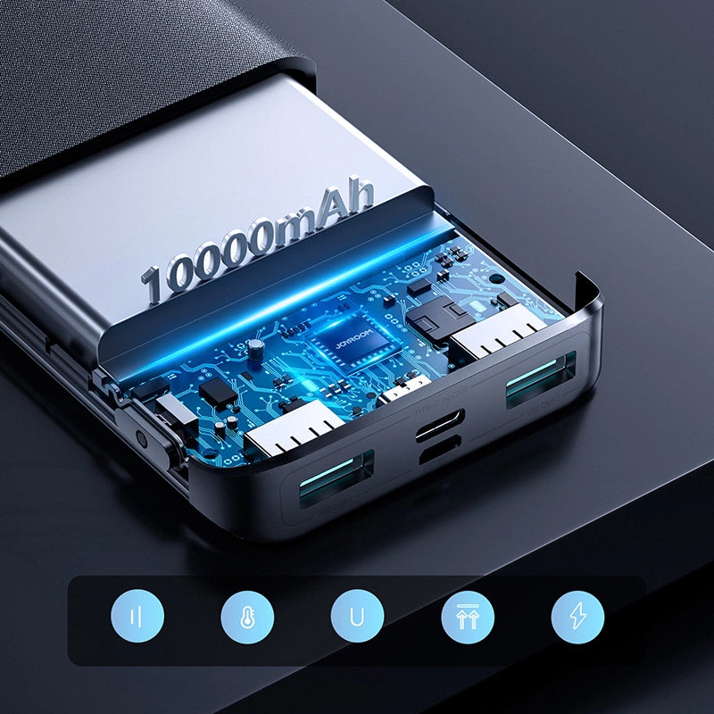 Batterie Externe Joyroom JR-QP191, 10000mAh, 22.5W, QC + PD, 1 x USB-C - 2 x USB-A, Noire