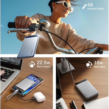 Externe Batterie Lisen, 10000mAh, 22,5W, PD, 2 x USB-C, Grau