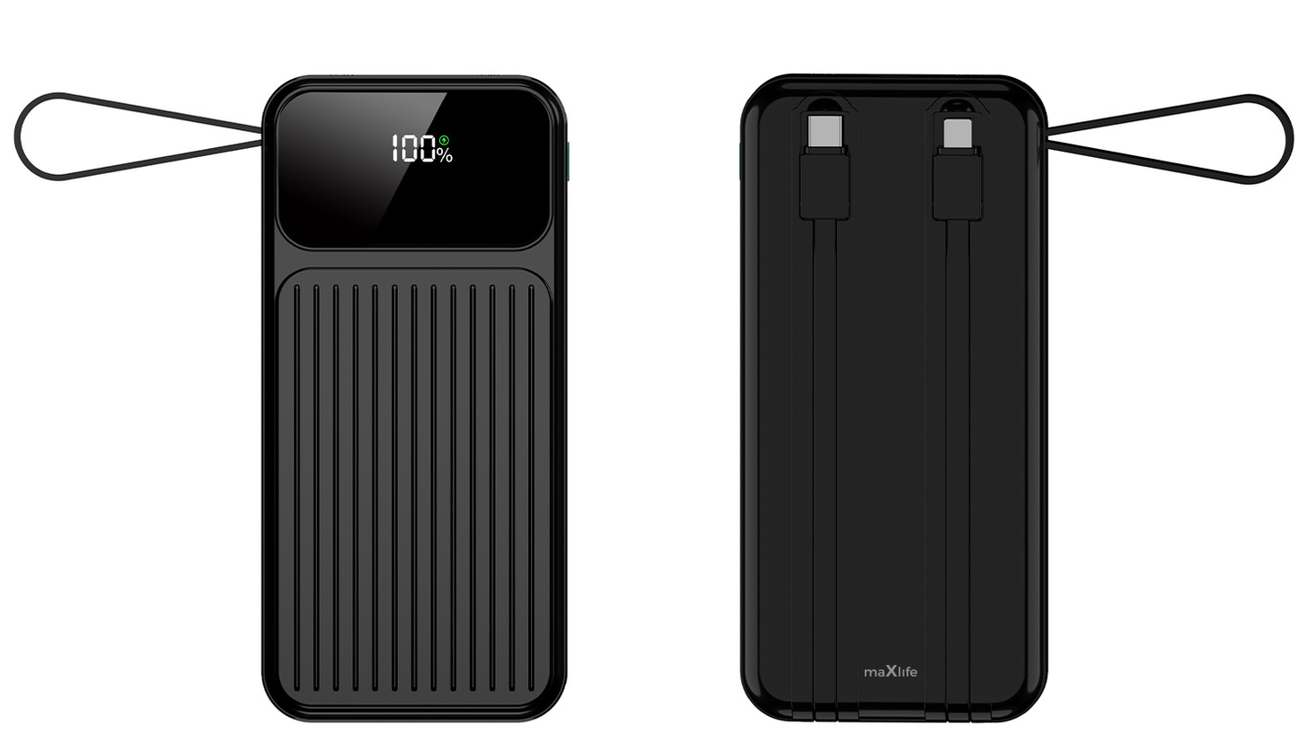 Externer Akku MaXlife MXPB-06, 10000mAh, 22,5W, QC + PD, 1 x Lightning - 2 x USB-A - 2 x USB-C, Schwarz