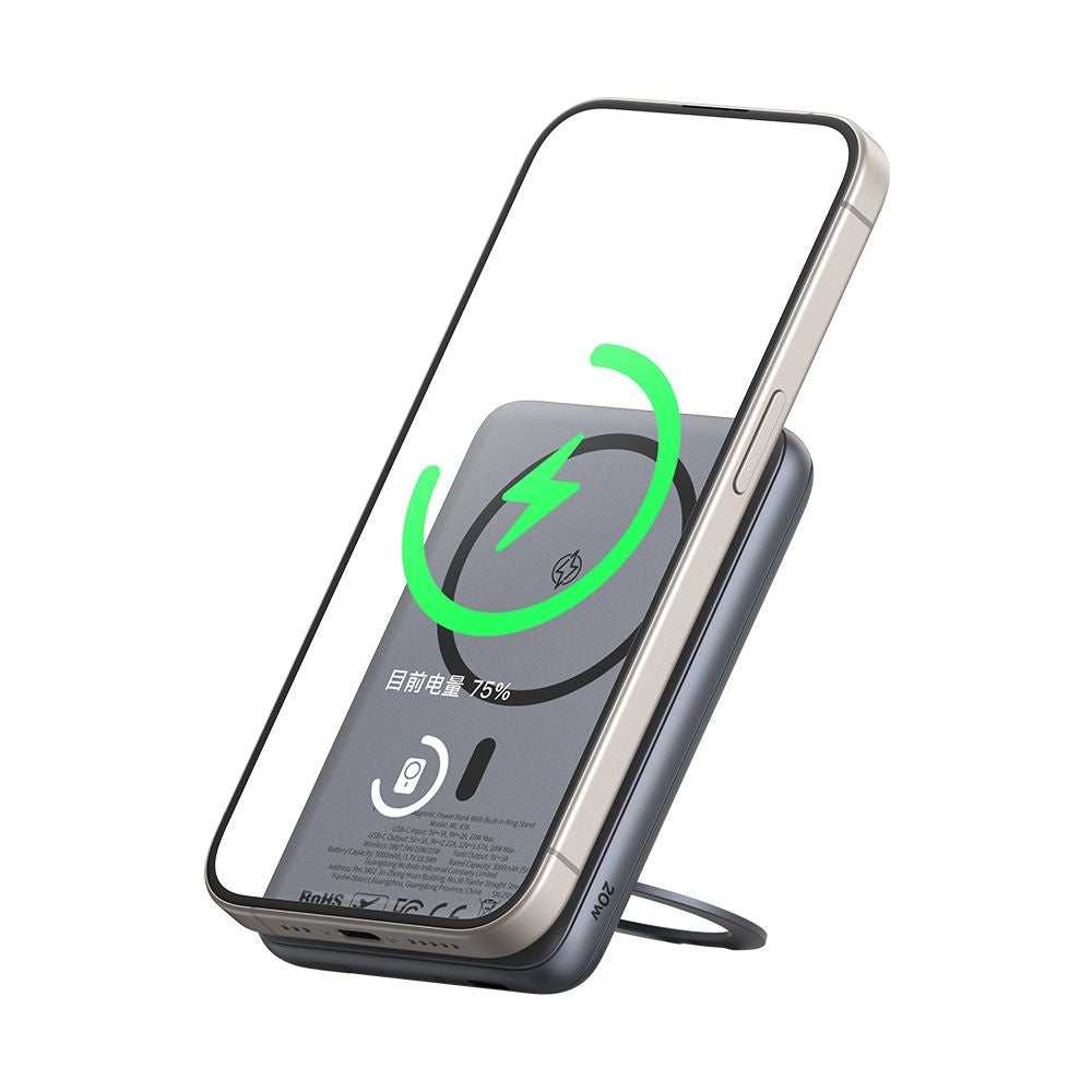 Externer Wireless-Akku McDodo MC-8361 Meta, 5000mAh, 20W, PD + FQI, 1 x QI - 1 x USB-C, Grau