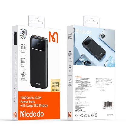 Batterie Externe McDodo MC-4220, 10000mAh, 22.5W, QC + PD, 2 x USB-A - 1 x USB-C, Noire