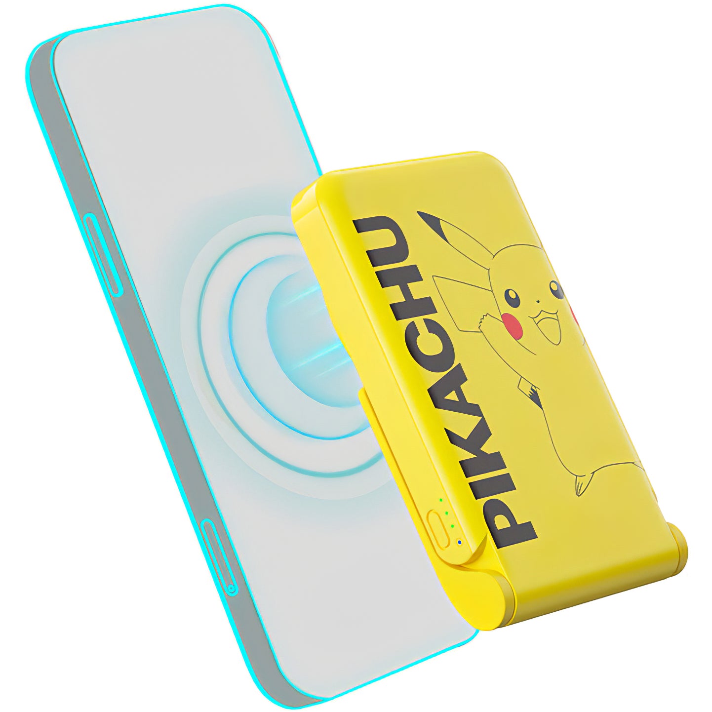 Drahtlose Externe Batterie OTL Pokemon Pikatchu, 5000mAh, 20W, PD + FQI, 1 x QI - 1 x USB-C, Gelb PK1191