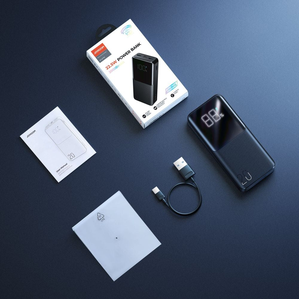 Batterie Externe Joyroom, 20000mAh, 22.5W, QC + PD, 1 x USB-C - 2 x USB-A, Noire JR-QP192