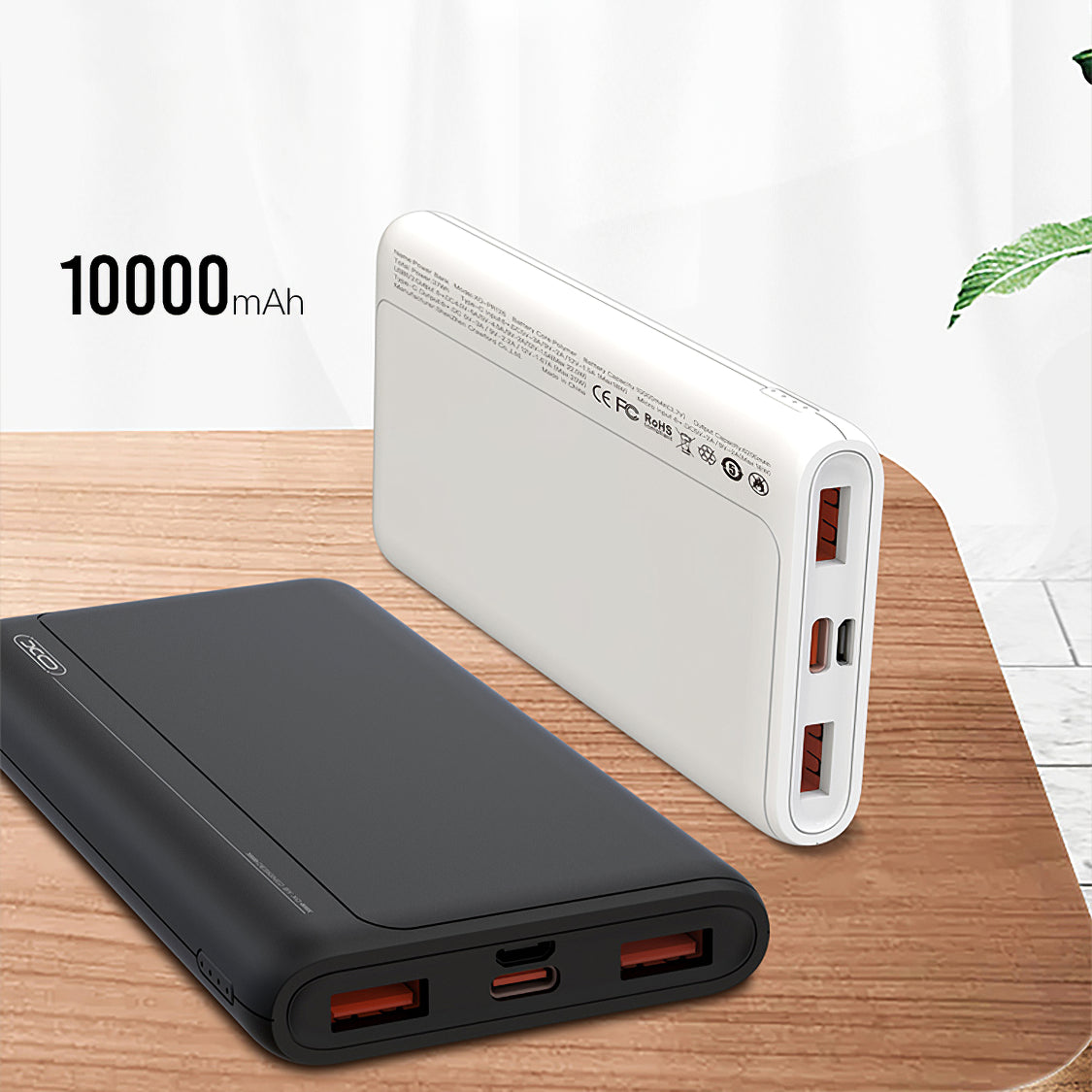 XO Design PR127 External Battery, 20000mAh, 22.5W, QC + PD, 1 x USB-C - 2 x USB-A, Black