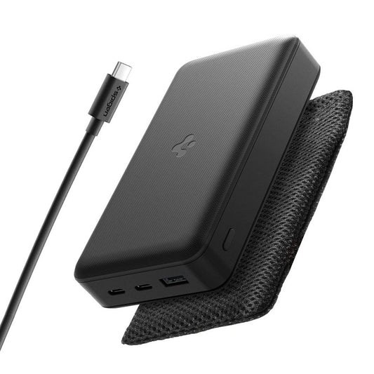 Externer Akku Spigen, 30000mAh, 30W, QC + PD, 1 x USB-A - 2 x USB-C, Schwarz
