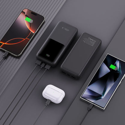 Externer Akku Tech-Protect PB02, 20000mAh, 22.5W, QC + PD, 1 x USB-C - 2 x USB-A, Schwarz