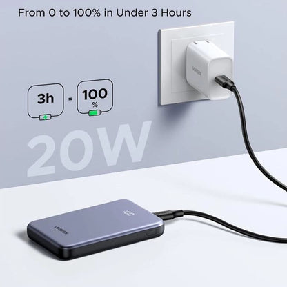 Externer Akku UGREEN 75131B, 10000mAh, 22.5W, QC + PD, 1 x USB-A - 1 x USB-C, Grau