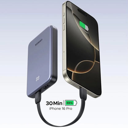 Externer Akku UGREEN 75131B, 10000mAh, 22.5W, QC + PD, 1 x USB-A - 1 x USB-C, Grau