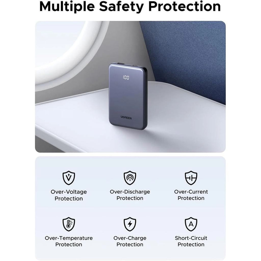 Batterie Externe UGREEN 75131B, 10000mAh, 22.5W, QC + PD, 1 x USB-A - 1 x USB-C, Gris