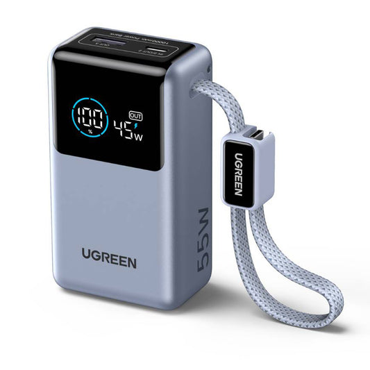 Externe Batterie UGREEN Nexode Pro PB727 (75701B), 10000mAh, 55W, QC + PD, 1 x USB-A - 2 x USB-C, Grau