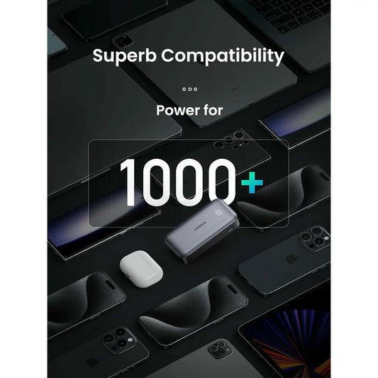 Batterie Externe UGREEN PB502, 10000mAh, 30W, QC + PD, 1 x USB-A - 1 x USB-C, Gris