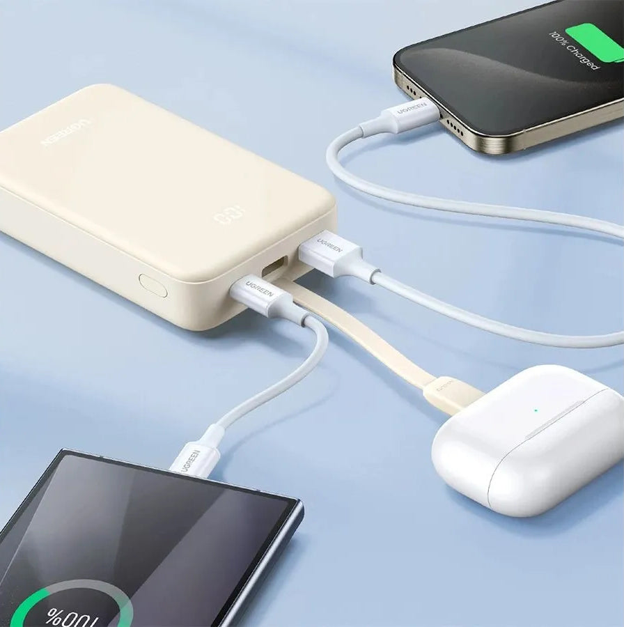 Batterie Externe UGREEN PB521, 20000mAh, 30W, QC + PD, 1 x USB-A - 2 x USB-C, Blanche