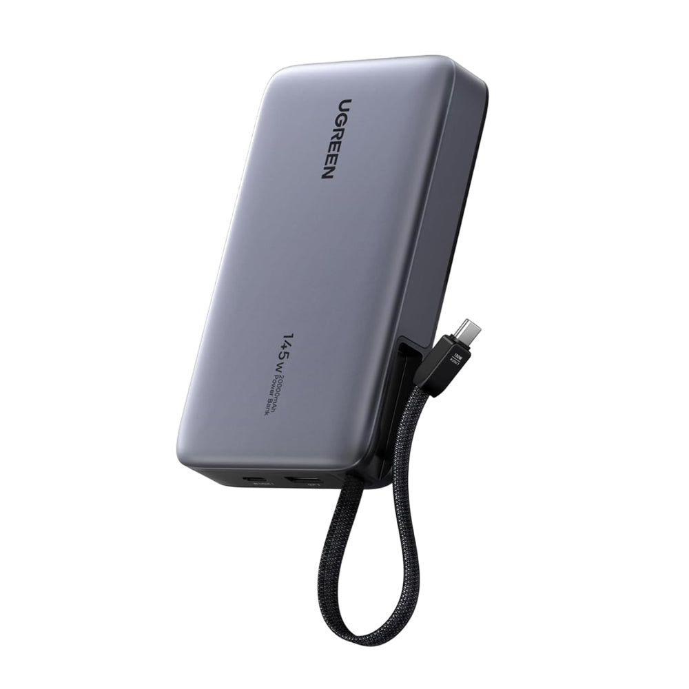 Externer Akku UGREEN PB551 (55992), 20000mAh, 145W, QC + PD, 1 x USB-A - 2 x USB-C, Grau
