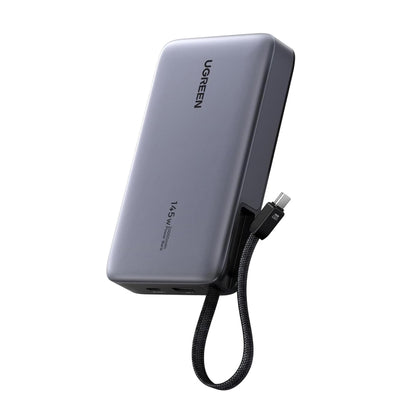 Externer Akku UGREEN PB551 (55992), 20000mAh, 145W, QC + PD, 1 x USB-A - 2 x USB-C, Grau