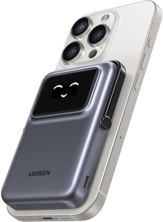 Externer Wireless-Akku UGREEN PB572 Uno, 10000mAh, 20W, PD + FQI, 1 x QI - 1 x USB-C, Grau