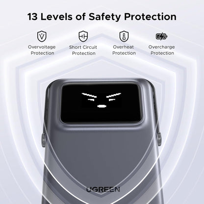 Batterie Externe Sans Fil UGREEN PB572 Uno, 10000mAh, 20W, PD + FQI, 1 x QI - 1 x USB-C, Gris