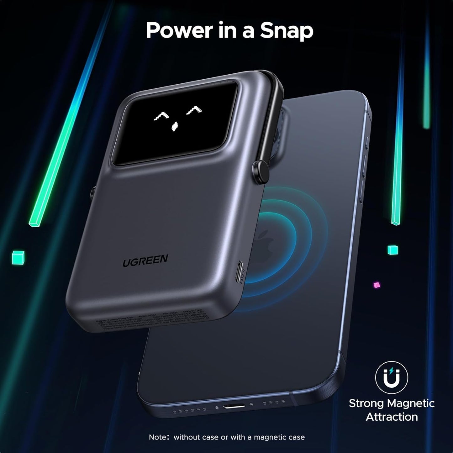 Batterie Externe Sans Fil UGREEN PB572 Uno, 10000mAh, 20W, PD + FQI, 1 x QI - 1 x USB-C, Gris