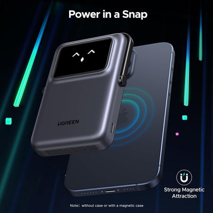 Batterie Externe Sans Fil UGREEN PB572 Uno, 10000mAh, 20W, PD + FQI, 1 x QI - 1 x USB-C, Gris