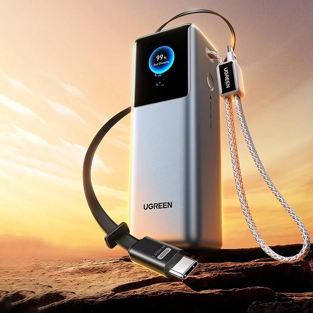 Batterie Externe UGREEN PB728 (75702B), 25000mAh, 200W, QC + PD, 1 x USB-A - 2 x USB-C, Gris