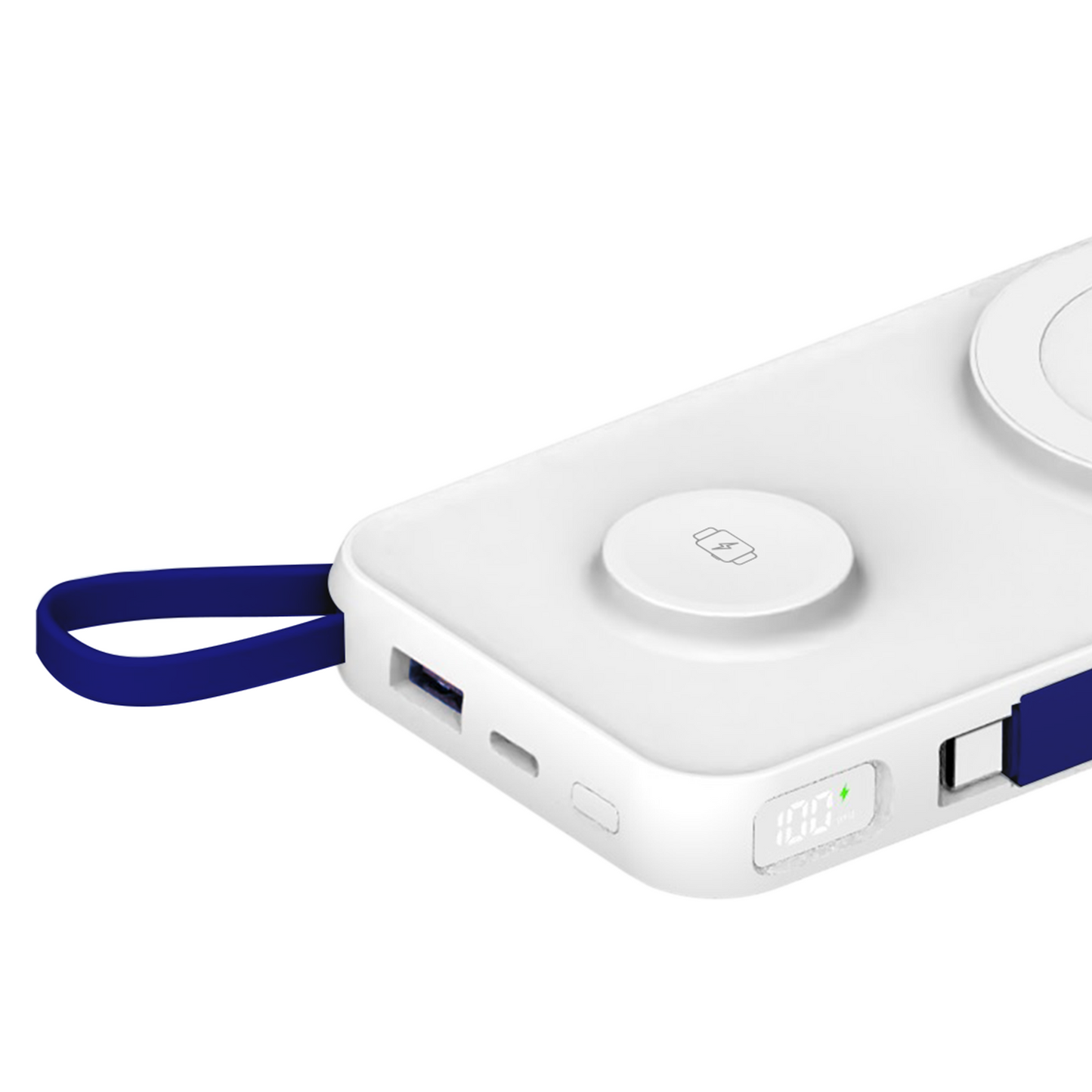 Batterie Externe Sans Fil 3MK PastelUp, 10000mAh, 22.5W, QC + PD + FQI, 1 x USB-A - 1 x USB-C - 2 x QI, Blanche