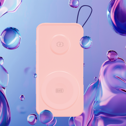 Batterie Externe Sans Fil 3MK PastelUp, 10000mAh, 22.5W, QC + PD + FQI, 1 x USB-A - 1 x USB-C - 2 x QI, Rose
