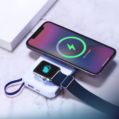 Batterie Externe Sans Fil 3MK PastelUp, 10000mAh, 22.5W, QC + PD + FQI, 1 x USB-A - 1 x USB-C - 2 x QI, Blanche