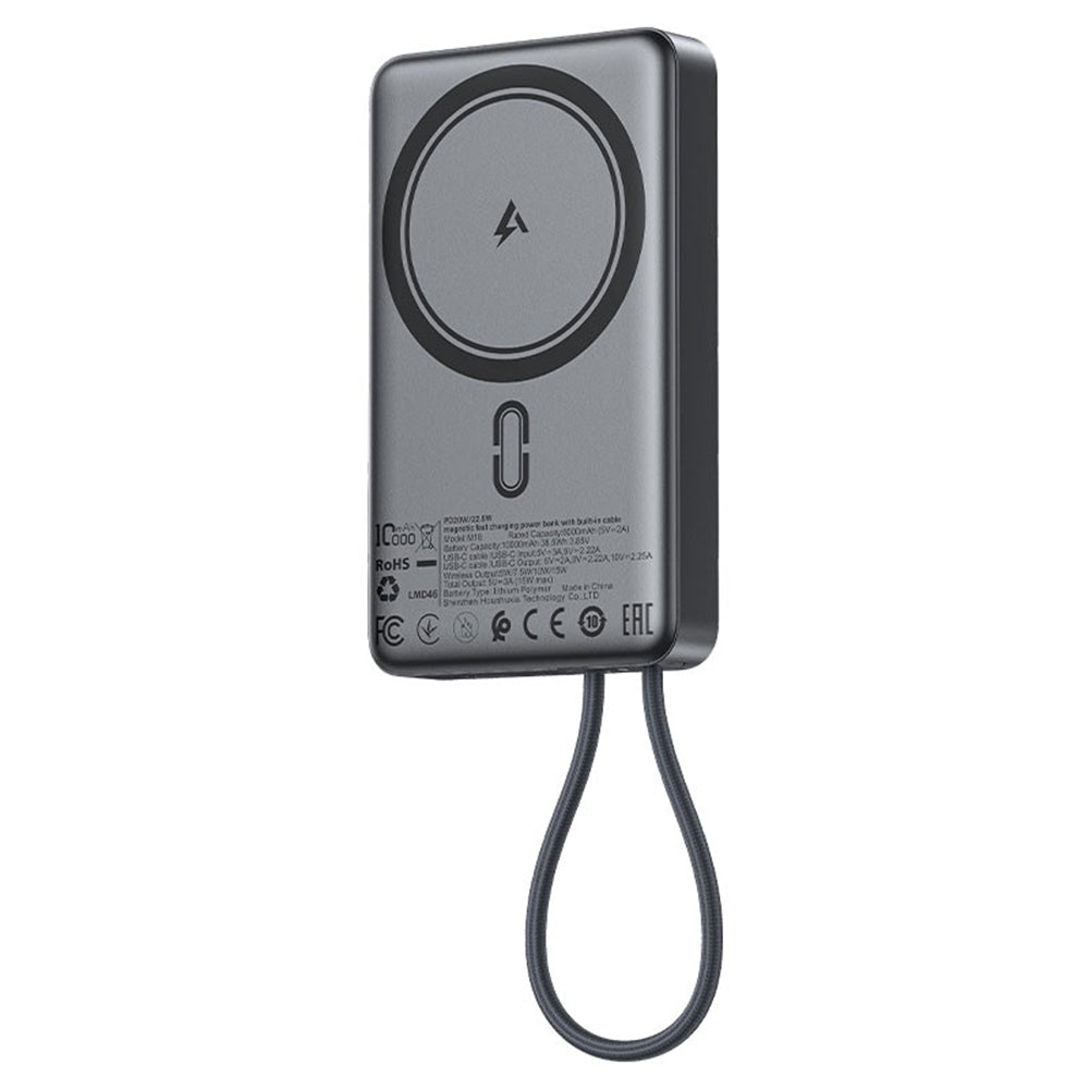 Externer Wireless-Akku Acefast M18, 10000mAh, 22.5W, PD + FQI, 1 x QI - 2 x USB-C, Schwarz