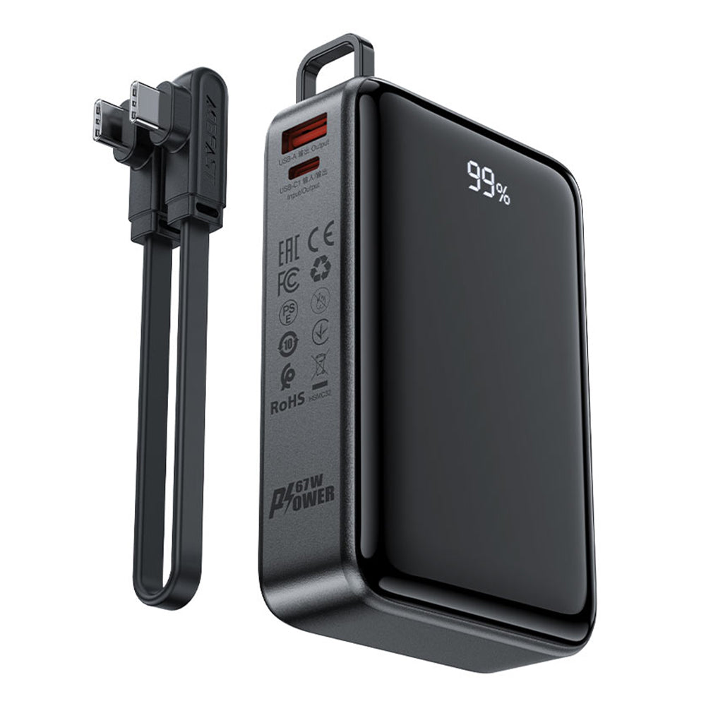 Externer Akku Acefast M4, 20000mAh, 67W, PD, 1 x USB-A - 2 x USB-C, Schwarz