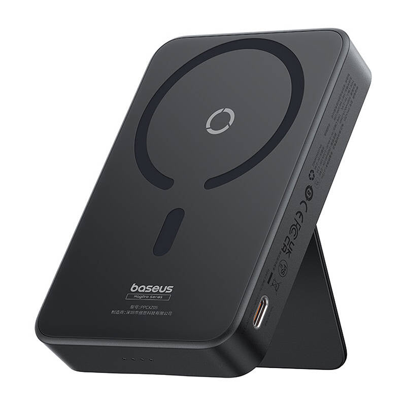Externer Wireless-Akku Baseus MagPro PPCXZ05, 5000mAh, 20W, PD + FQI, 1 x QI - 1 x USB-C, Schwarz, Wiederverpackt P10064101123-00