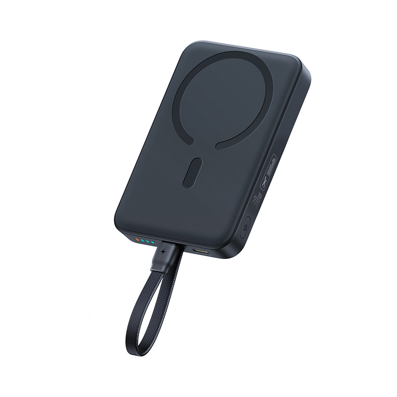 Baseus EnerFill FM11 kabellose Powerbank, 10000 mAh, 30 W, PD + FQI, 1 x Qi – 2 x USB-C, Schwarz E0028904