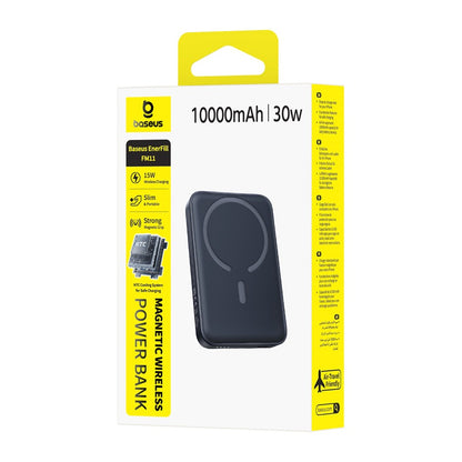 Batterie Externe Sans Fil Baseus EnerFill FM11, 10000mAh, 30W, PD + FQI, 1 x QI - 1 x USB-C, Noire