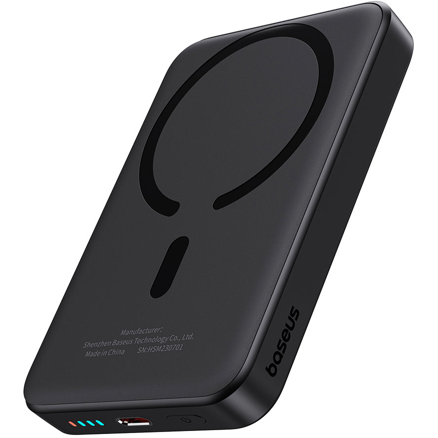 Batterie Externe Sans Fil Baseus Magnetic Mini, 10000mAh, 20W, PD + FQI, 1 x QI - 1 x USB-C, Noire P10059001113-00