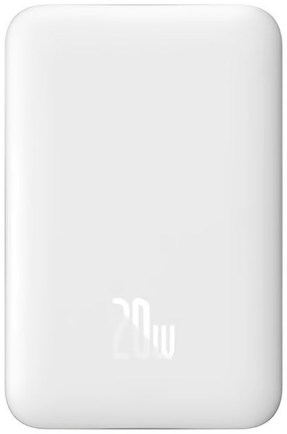 Externer Akku Baseus Magnetic Mini, Wireless, 10000mAh, 20W, PD + FQI, 1 x QI - 1 x USB-C, Weiß PPCX07002