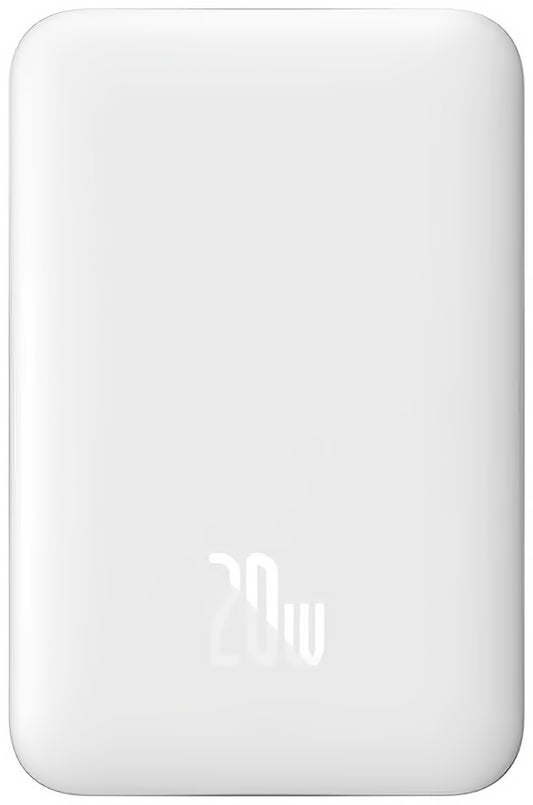 Externer Akku Baseus Magnetic Mini, Wireless, 10000mAh, 20W, PD + FQI, 1 x QI - 1 x USB-C, Weiß PPCX07002