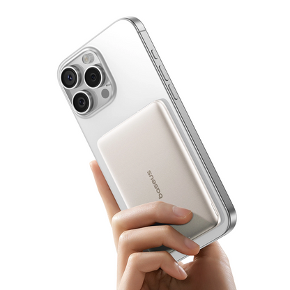 Batterie Externe Sans Fil Baseus PicoGo AM41, 5000mAh, 20W, PD + FQI, 1 x QI - 1 x USB-C, Beige