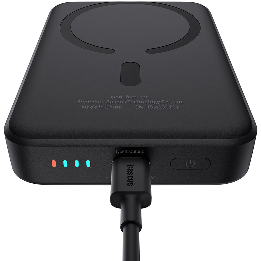 Batterie Externe Sans Fil Baseus Magnetic Mini, 10000mAh, 20W, PD + FQI, 1 x QI - 1 x USB-C, Noire P10059001113-00