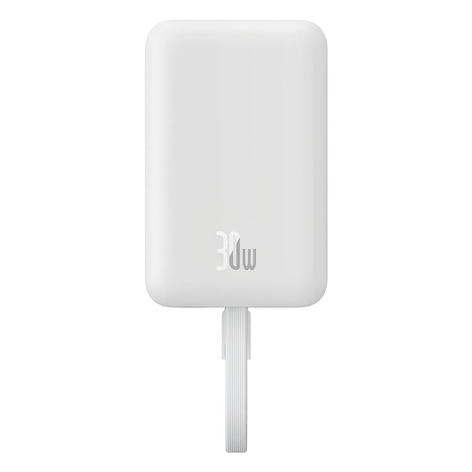 Externer Akku Wireless Baseus Magnetic Mini, 10000mAh, 30W, PD + FQI, 1 x QI - 2 x USB-C, Weiß P1002210B223-00