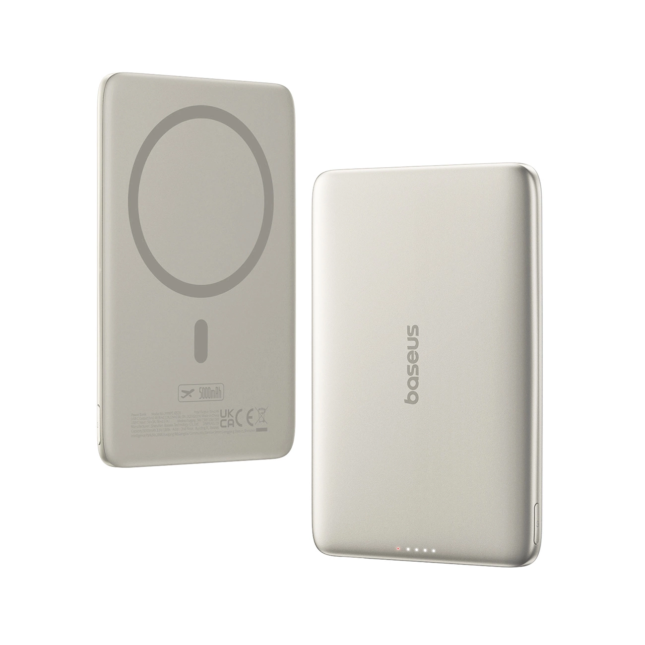 Batterie Externe Sans Fil Baseus PicoGo AM41, 5000mAh, 20W, PD + FQI, 1 x QI - 1 x USB-C, Beige