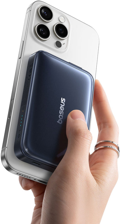 Batterie Externe Sans Fil Baseus PicoGo AM61, 10000mAh, 45W, PD + FQI, 1 x QI - 2 x USB-C, Noire E0028V00