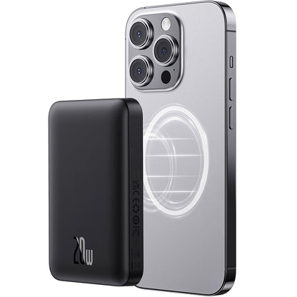 Batterie Externe Sans Fil Baseus Magnetic Mini, 10000mAh, 20W, PD + FQI, 1 x QI - 1 x USB-C, Noire P10059001113-00