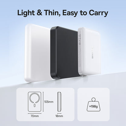 Baseus EnerFill FM11 Wireless Externe Batterie, 10000mAh, 30W, PD + FQI, 1 x QI - 1 x USB-C, Weiß