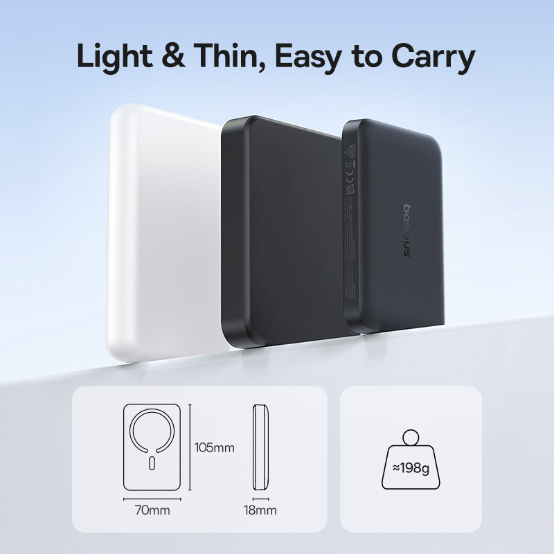 Batterie Externe Sans Fil Baseus EnerFill FM11, 10000mAh, 30W, PD + FQI, 1 x QI - 1 x USB-C, Noire